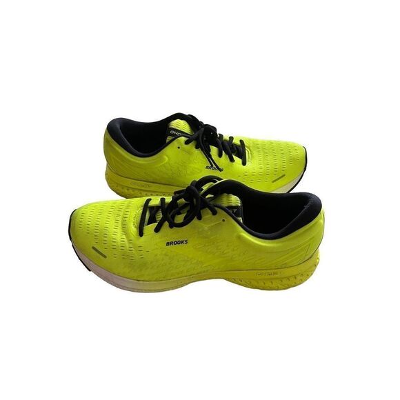 Brooks Ghost Mens Neon Green Lace Up Road Sneakers Athletic Running Shoes 11.5